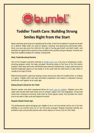 toddler tooth care building strong smiles right