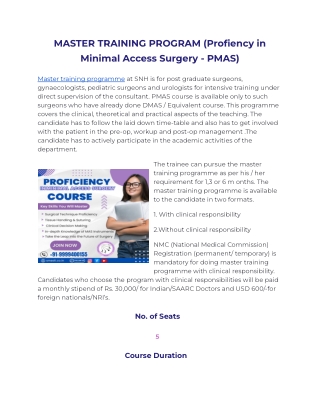 master training program profiency in minimal