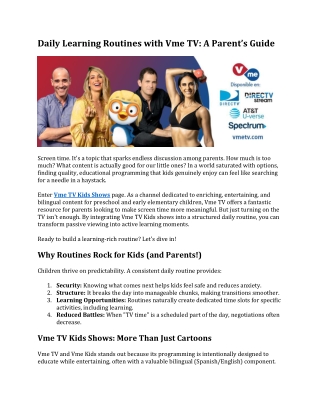daily learning routines with vme tv a parent