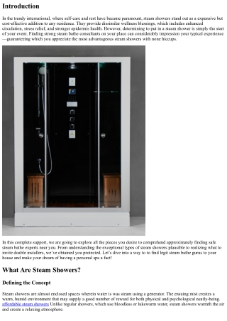 How to Find Reliable Steam Shower Specialists in Your Area