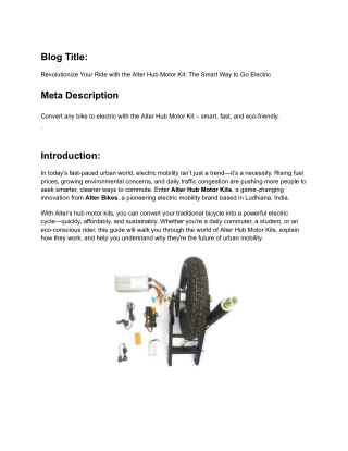 Revolutionize Your Ride with the Alter Hub Motor Kit_ The Smart Way to Go Electric