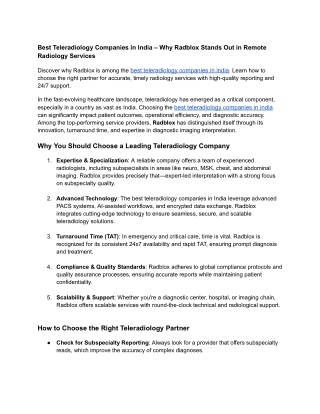 Best Teleradiology Companies in India – Why Radblox Stands Out in Remote Radiology Services