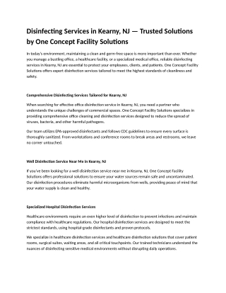 Disinfecting Services in Kearny, NJ
