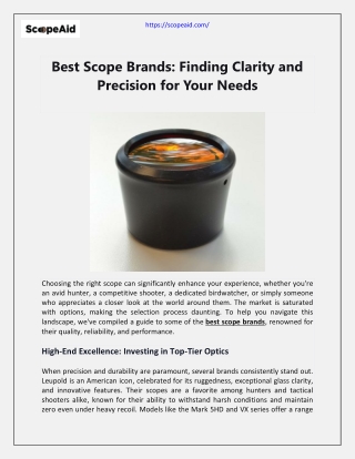 Best Scope Brands: Finding Clarity and Precision for Your Needs