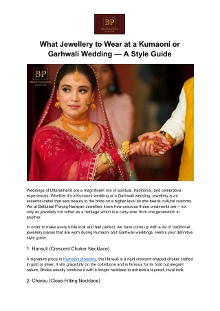 What Jewellery to Wear at a Kumaoni or Garhwali Wedding — A Style Guide