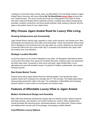 Affordable Luxury Villas Jigani Anekal Road