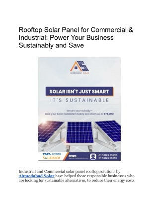 Rooftop Solar Panel for Commercial & Industrial