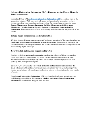Advanced Integration Automation LLC – Empowering the Future Through Smart Automation
