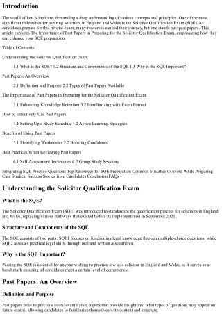 The Importance of Past Papers in Preparing for the Solicitor Qualification Exam