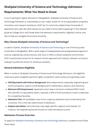 Shahjalal University of Science and Technology Admission Requirements What You Need to Know