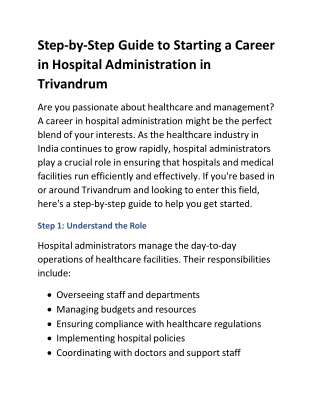 Step-by-Step Guide to Starting a Career in Hospital Administration