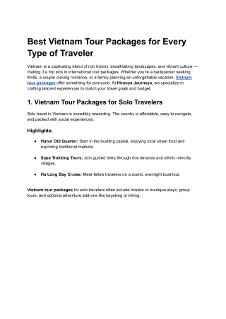 Best Vietnam Tour Packages for Every Type of Traveler