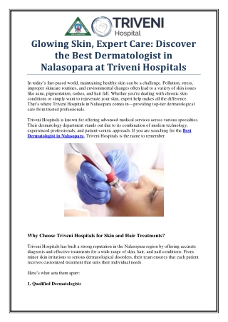 Triveni Hospitals – Your Destination for the Best Dermatologist in Nalasopara