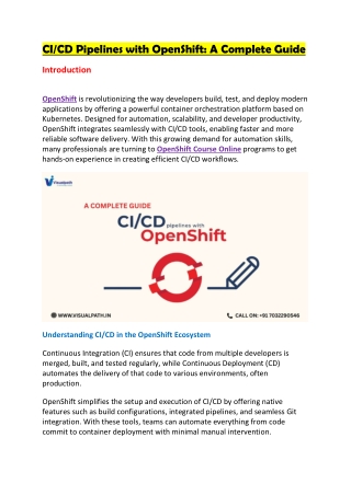 OpenShift Course Online - OpenShift Training In Bangalore