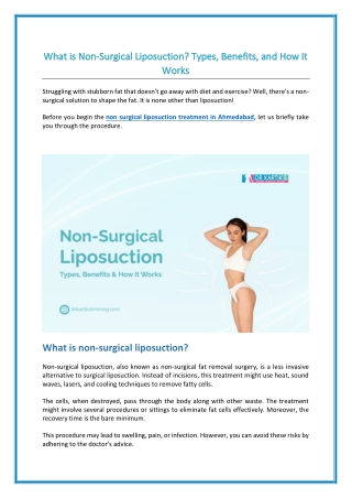 What is Non-Surgical Liposuction Types, Benefits, and How It Works