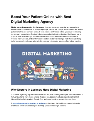 Affordable Digital Marketing Agency for Doctors in Lucknow, India