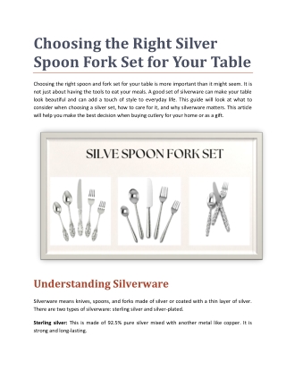 Choosing the Right Silver Spoon Fork Set for Your Table