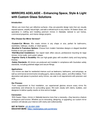 MIRRORS ADELAIDE –seaton glass