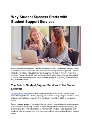 Why Student Success Starts with Student Support Services