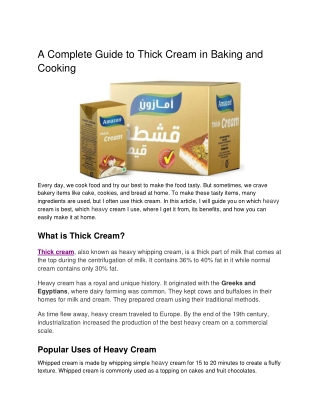 A Complete Guide to Thick Cream in Baking and Cooking