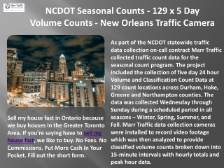 NCDOT Seasonal Counts - 129 x 5 Day Volume Counts - New Orleans Traffic Camera
