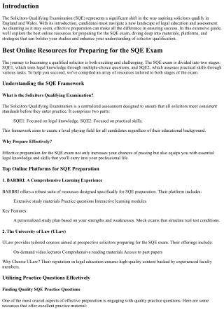Best Online Resources for Preparing for the SQE Exam