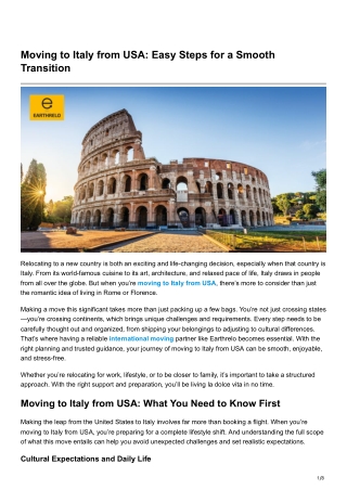 Moving to Italy from USA: Easy Steps for a Smooth Transition
