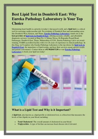 Lipid Test in Dombivli East