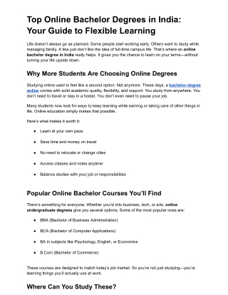 Top Online Bachelor Degrees in India Your Guide to Flexible Learning