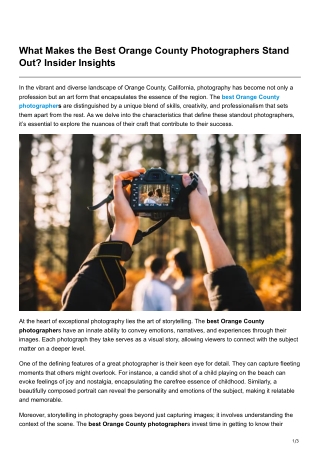 What Makes the Best Orange County Photographers Stand Out Insider Insights
