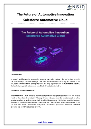 The Future of Automotive Innovation Salesforce Automotive Cloud