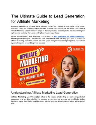 The Ultimate Guide to Lead Generation for Affiliate Marketing