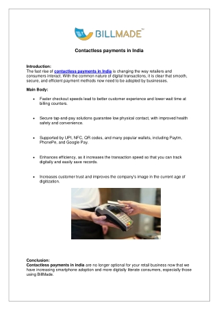 Contactless payments in India