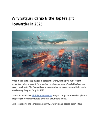 Why Satguru Cargo Is the Top Freight Forwarder in 2025