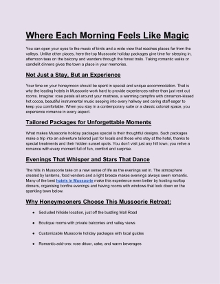 Where Each Morning Feels Like Magic