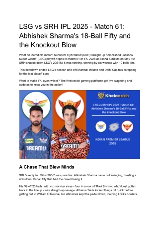 Abhishek Sharma's 18-Ball Fifty and the Knockout Blow