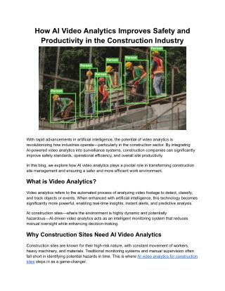 How AI Video Analytics Improves Safety and Productivity in the Construction Industry