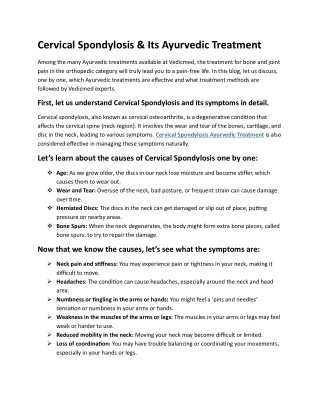 Cervical Spondylosis Its Ayurvedic Treatment
