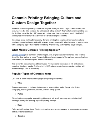ceramic printing bringing culture and custom