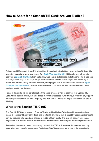 How to Apply for a Spanish TIE Card Are you Eligible