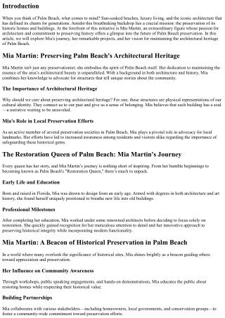 The Future of Historic Preservation in Palm Beach Through Mia Martin's Eyes