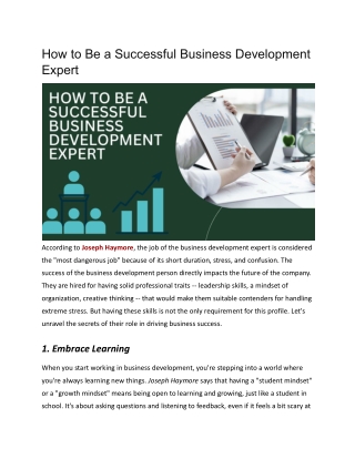 How to Succeed in Business Development Expert Guide