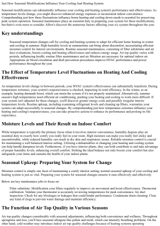 just how seasonal modifications influence your