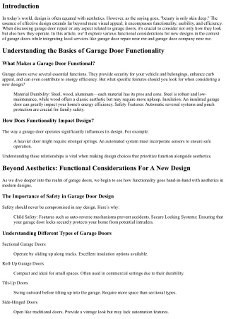 .“Beyond Aesthetics: Functional Considerations For A New Design.