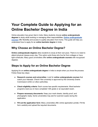 Your Complete Guide to Applying for an Online Bachelor Degree in India