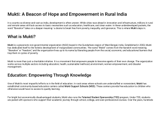 mukti a beacon of hope and empowerment in rural