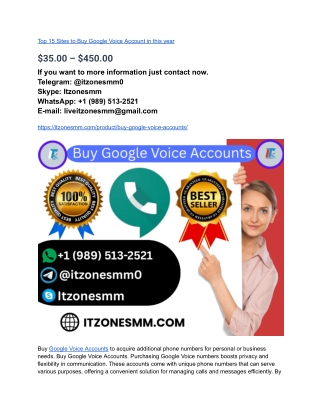Top 15 Sites to Buy Google Voice Account in this year