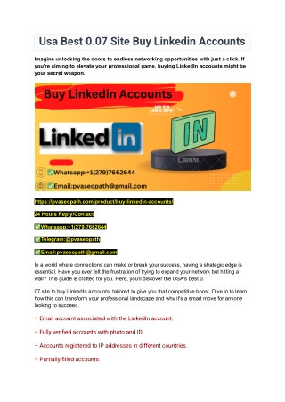 Usa Best 0.07 Site Buy Linkedin Accounts