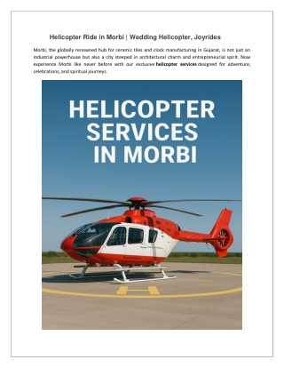 Helicopter Ride in Morbi - Wedding Helicopter, Joyrides