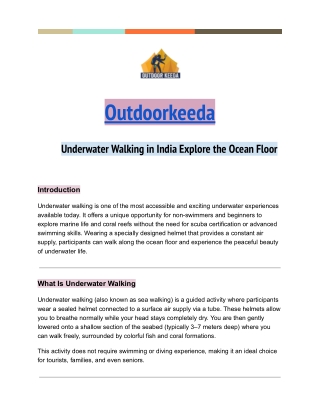 Underwater Walking in India Explore the Ocean Floor